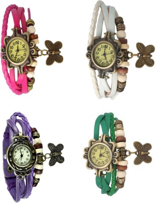 NS18 Vintage Butterfly Rakhi Combo of 4 Pink, Purple, White And Green Analog Watch  - For Women   Watches  (NS18)