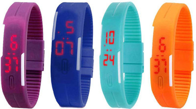 

Kissu Led Magnet Band Combo of 4 Purple, Blue, Sky Blue And Orange Watch - For Men & Women