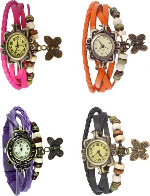 NS18 Vintage Butterfly Rakhi Combo of 4 Pink, Purple, Orange And Black Analog Watch  - For Women   Watches  (NS18)