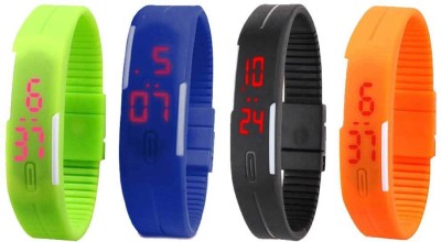 NS18 Silicone Led Magnet Band Combo of 4 Green, Blue, Black And Orange Digital Watch  - For Boys & Girls   Watches  (NS18)