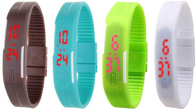 

Kissu Led Magnet Band Combo of 4 Brown, Sky Blue, Green And White Watch - For Men & Women