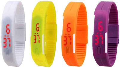 

Kissu Led Magnet Band Combo of 4 White, Yellow, Orange And Purple Watch - For Men & Women
