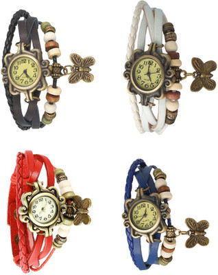 

Kissu Vintage Rakhi Combo of 4 Black, Red, White And Blue Watch - For Women