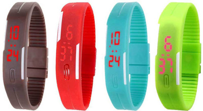 

Kissu Led Magnet Band Combo of 4 Brown, Red, Sky Blue And Green Watch - For Men & Women