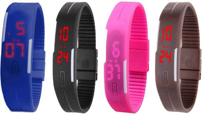 

Kissu Led Magnet Band Combo of 4 Blue, Black, Pink And Brown Watch - For Men & Women