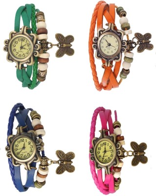 NS18 Vintage Butterfly Rakhi Combo of 4 Green, Blue, Orange And Pink Analog Watch  - For Women   Watches  (NS18)