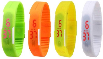 NS18 Silicone Led Magnet Band Combo of 4 Green, Orange, Yellow And White Digital Watch  - For Boys & Girls   Watches  (NS18)