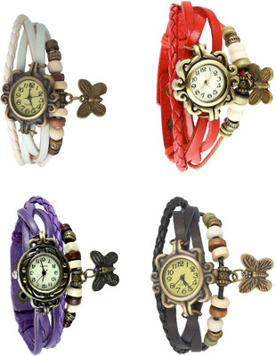 

Kissu Vintage Rakhi Combo of 4 White, Purple, Red And Black Watch - For Women