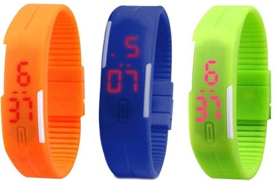 NS18 Silicone Led Magnet Band Combo of 3 Orange, Blue And Green Digital Watch  - For Boys & Girls   Watches  (NS18)