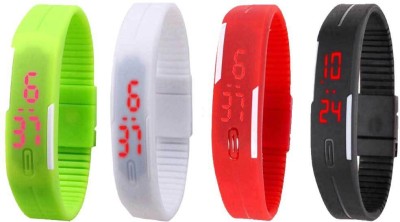 NS18 Silicone Led Magnet Band Combo of 4 Green, White, Red And Black Digital Watch  - For Boys & Girls   Watches  (NS18)