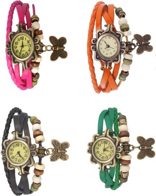NS18 Vintage Butterfly Rakhi Combo of 4 Pink, Black, Orange And Green Analog Watch  - For Women   Watches  (NS18)