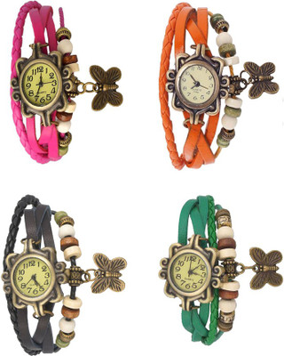 

Kissu Vintage Rakhi Combo of 4 Pink, Black, Orange And Green Watch - For Women