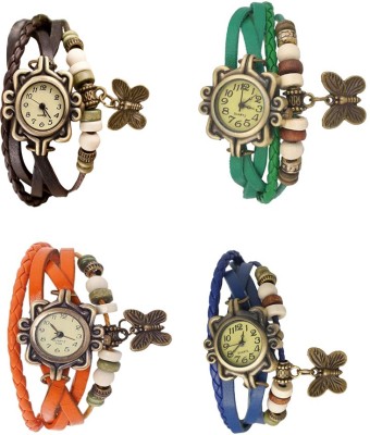 NS18 Vintage Butterfly Rakhi Combo of 4 Brown, Orange, Green And Blue Analog Watch  - For Women   Watches  (NS18)