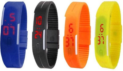 NS18 Silicone Led Magnet Band Combo of 4 Blue, Black, Orange And Yellow Digital Watch  - For Boys & Girls   Watches  (NS18)