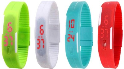 NS18 Silicone Led Magnet Band Watch Combo of 4 Green, White, Sky Blue And Red Digital Watch  - For Couple   Watches  (NS18)