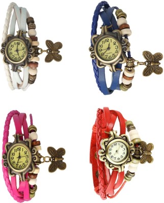 NS18 Vintage Butterfly Rakhi Combo of 4 White, Pink, Blue And Red Analog Watch  - For Women   Watches  (NS18)
