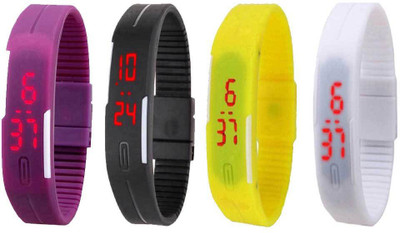 

Kissu Led Magnet Band Combo of 4 Purple, Black, Yellow And White Watch - For Men & Women