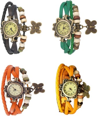 NS18 Vintage Butterfly Rakhi Combo of 4 Black, Orange, Green And Yellow Analog Watch  - For Women   Watches  (NS18)