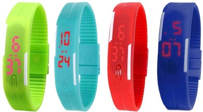 NS18 Silicone Led Magnet Band Combo of 4 Green, Sky Blue, Red And Blue Digital Watch  - For Boys & Girls   Watches  (NS18)