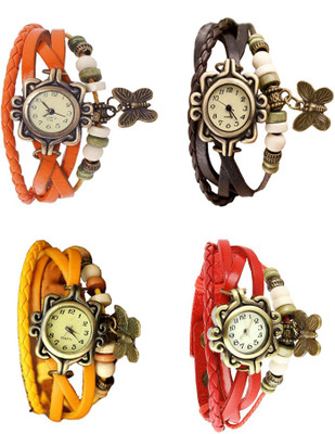 

NS18 Vintage Butterfly Rakhi Combo of 4 Orange, Yellow, Brown And Red Watch - For Women