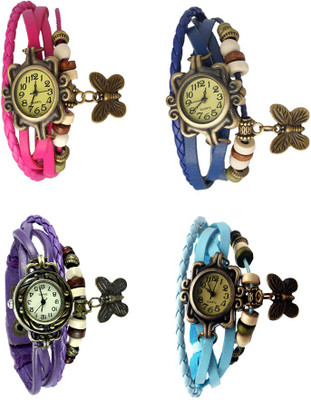 

Kissu Vintage Rakhi Combo of 4 Pink, Purple, Blue And Sky Blue Watch - For Women