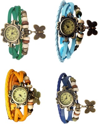 NS18 Vintage Butterfly Rakhi Combo of 4 Green, Yellow, Sky Blue And Blue Analog Watch  - For Women   Watches  (NS18)