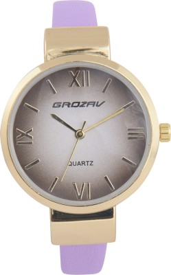 GROZAV Black Dial Leather Strap Watch  - For Women   Watches  (GROZAV)