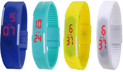 

Kissu Led Magnet Band Combo of 4 Blue, Sky Blue, Yellow And White Watch - For Men & Women