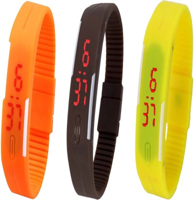 Twok Combo of Led Band Orange + Brown + Yellow Digital Watch  - For Men & Women   Watches  (Twok)