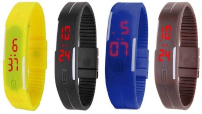 NS18 Silicone Led Magnet Band Combo of 4 Yellow, Black, Blue And Brown Digital Watch  - For Boys & Girls   Watches  (NS18)