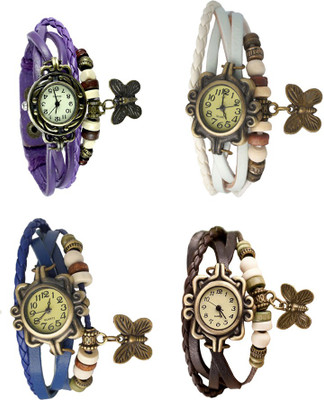 

NS18 Vintage Butterfly Rakhi Combo of 4 Purple, Blue, White And Brown Watch - For Women