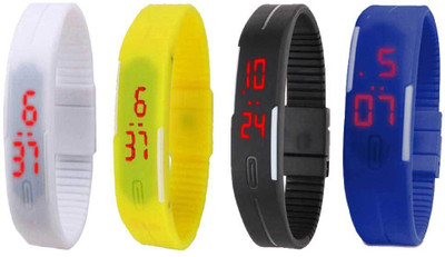 

Kissu Led Magnet Band Combo of 4 White, Yellow, Black And Blue Watch - For Men & Women