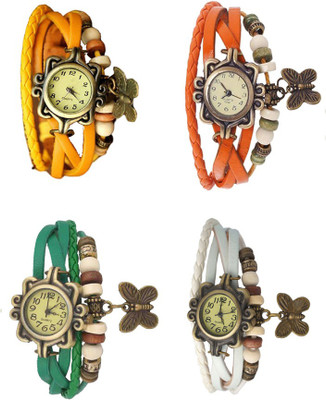 

NS18 Vintage Butterfly Rakhi Combo of 4 Yellow, Green, Orange And White Watch - For Women
