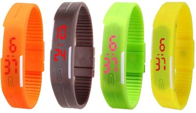 NS18 Silicone Led Magnet Band Combo of 4 Orange, Brown, Green And Yellow Digital Watch  - For Boys & Girls   Watches  (NS18)