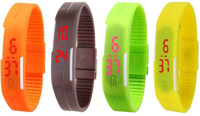 

Kissu Led Magnet Band Combo of 4 Orange, Brown, Green And Yellow Watch - For Men & Women