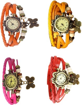 NS18 Vintage Butterfly Rakhi Combo of 4 Orange, Pink, Yellow And Red Analog Watch  - For Women   Watches  (NS18)