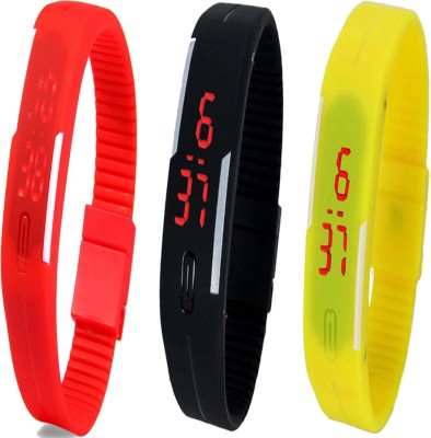 Twok Combo of Led Band Red + Black + Yellow Digital Watch  - For Men & Women   Watches  (Twok)