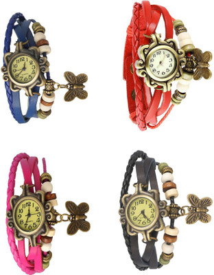 

Kissu Vintage Rakhi Combo of 4 Blue, Pink, Red And Black Watch - For Women
