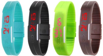 NS18 Silicone Led Magnet Band Combo of 4 Sky Blue, Black, Green And Brown Digital Watch  - For Boys & Girls   Watches  (NS18)