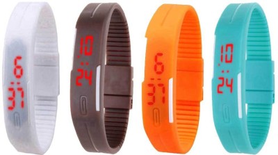 NS18 Silicone Led Magnet Band Watch Combo of 4 White, Brown, Orange And Sky Blue Digital Watch  - For Couple   Watches  (NS18)