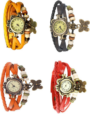

Kissu Vintage Rakhi Combo of 4 Yellow, Orange, Black And Red Watch - For Women