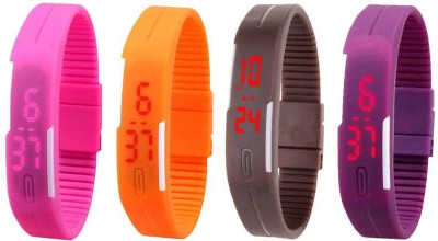 NS18 Silicone Led Magnet Band Watch Combo of 4 Pink, Orange, Brown And Purple Digital Watch  - For Couple   Watches  (NS18)
