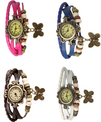 NS18 Vintage Butterfly Rakhi Combo of 4 Pink, Brown, Blue And White Analog Watch  - For Women   Watches  (NS18)