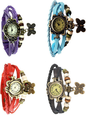 

Kissu Vintage Rakhi Combo of 4 Purple, Red, Sky Blue And Black Watch - For Women