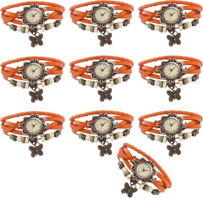 NS18 Vintage Butterfly Rakhi Combo of 10 Orange Analog Watch  - For Women   Watches  (NS18)