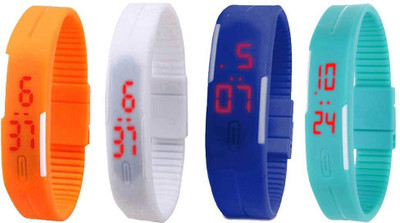 NS18 Silicone Led Magnet Band Watch Combo of 4 Orange, White, Blue And Sky Blue Digital Watch  - For Couple   Watches  (NS18)