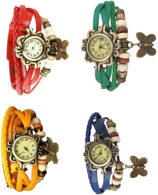 NS18 Vintage Butterfly Rakhi Combo of 4 Red, Yellow, Green And Blue Analog Watch  - For Women   Watches  (NS18)