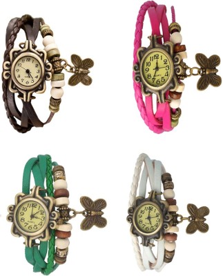 NS18 Vintage Butterfly Rakhi Combo of 4 Brown, Green, Pink And White Analog Watch  - For Women   Watches  (NS18)