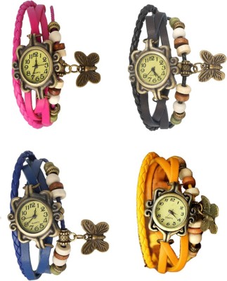 NS18 Vintage Butterfly Rakhi Combo of 4 Pink, Blue, Black And Yellow Analog Watch  - For Women   Watches  (NS18)