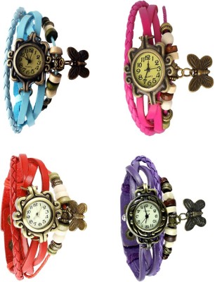 NS18 Vintage Butterfly Rakhi Combo of 4 Sky Blue, Red, Pink And Purple Analog Watch  - For Women   Watches  (NS18)